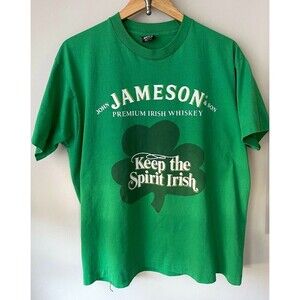 VTG Single Stitch Jameson Irish Whiskey "Keep The Spirit Irish" Green T-Shirt XL